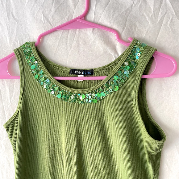 90s VTG Cami Top XS Earthy Grunge Goblin Sequin Forest 70s Wacky Funky Retro - Picture 4 of 10